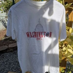 Washington D.C White Embroidered Souvenir Single Stitch T-shirt Size L